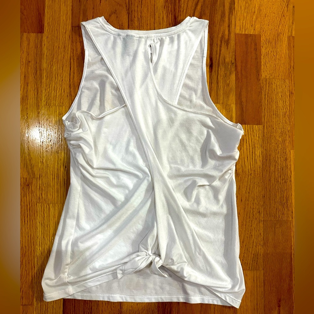 Victorias Secret White Cotton Lounge Love Tank Open Back Knot Top Small Athletic - Picture 4 of 4
